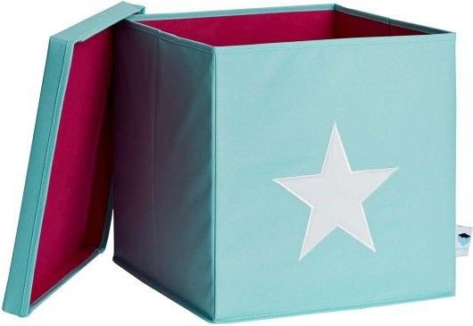 STORE IT Úložný box s víkem  mint s bílou hvězdou - obrázek 1