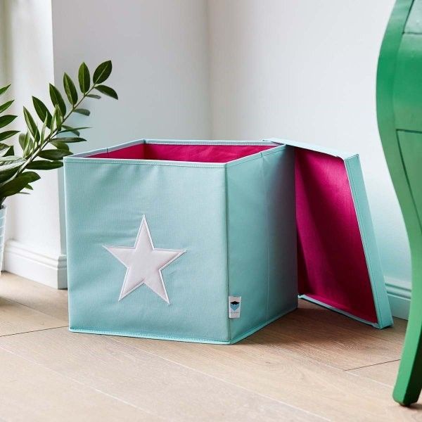 STORE IT Úložný box s víkem  mint s bílou hvězdou - obrázek 3