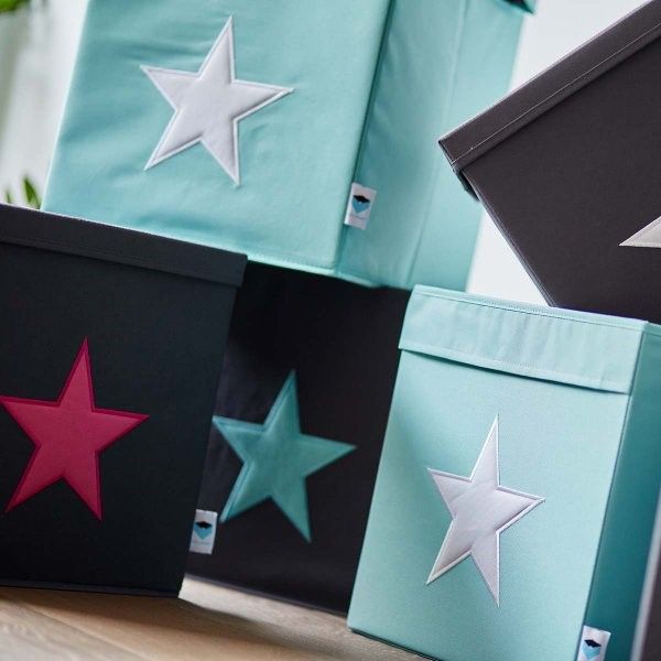 STORE IT Úložný box s víkem  mint s bílou hvězdou - obrázek 4