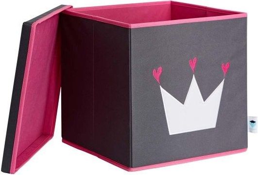 STORE IT Úložný box s víkem  šedá s bílou korunkou - obrázek 1