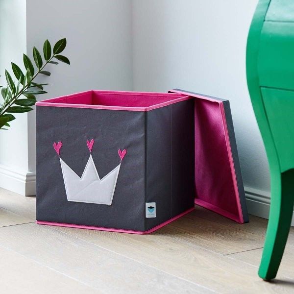 STORE IT Úložný box s víkem  šedá s bílou korunkou - obrázek 3