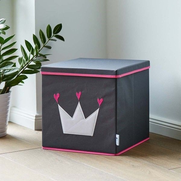 STORE IT Úložný box s víkem  šedá s bílou korunkou - obrázek 4