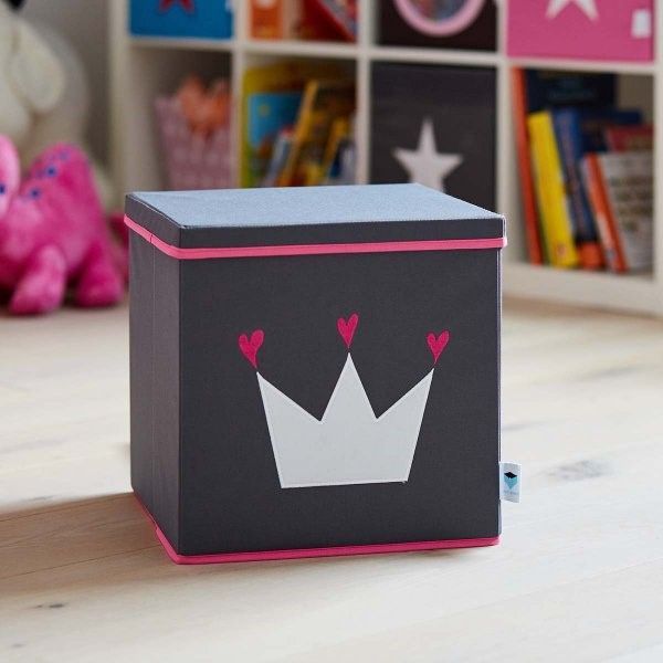 STORE IT Úložný box s víkem  šedá s bílou korunkou - obrázek 6