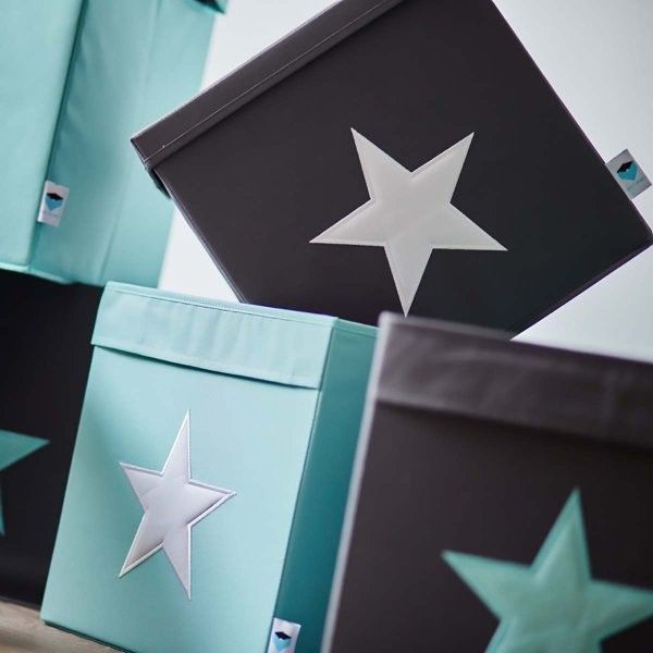 STORE IT Úložný box s víkem  šedá s mint hvězdou - obrázek 5