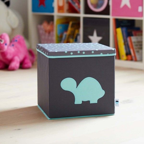 STORE IT Úložný box s víkem  šedá s mint želvou - obrázek 4