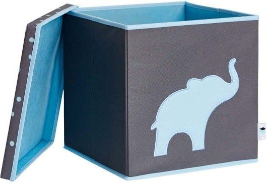 STORE IT Úložný box s víkem  šedá s modrým slonem - obrázek 2
