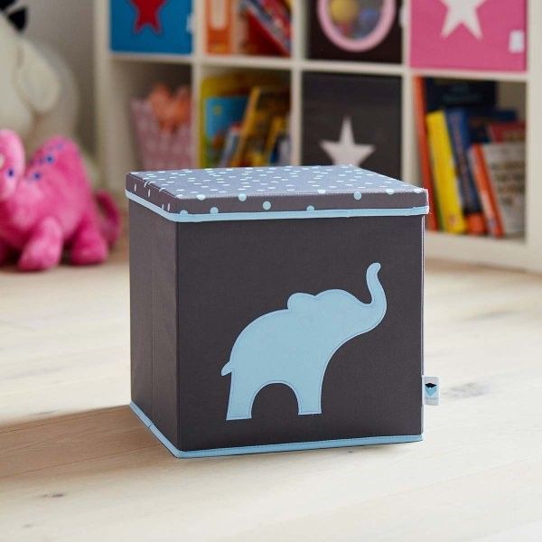 STORE IT Úložný box s víkem  šedá s modrým slonem - obrázek 4