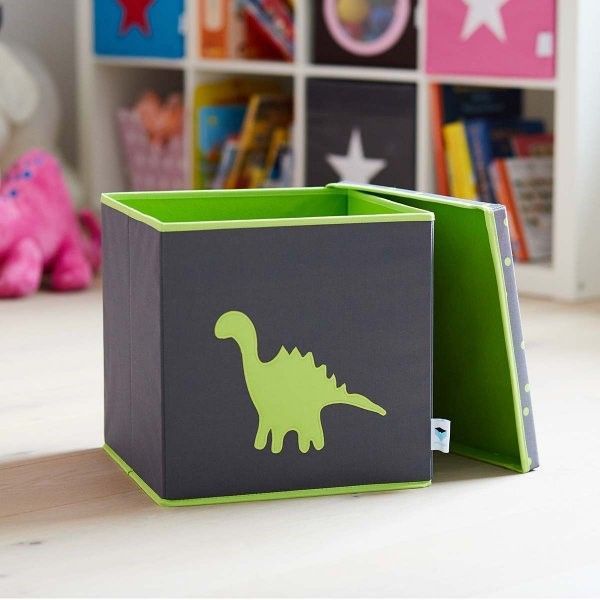 STORE IT Úložný box s víkem  šedá se zeleným dinosaurem - obrázek 3