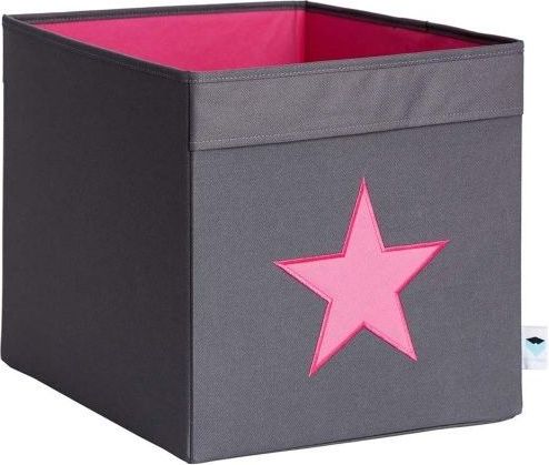 STORE IT Úložný box velký   šedá s růžovou hvězdou - obrázek 1