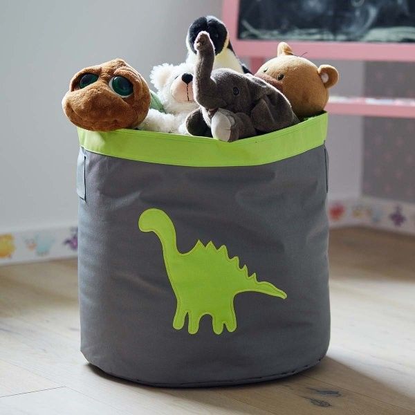 STORE IT Úložný koš velký  šedá se zeleným dinosaurem - obrázek 2