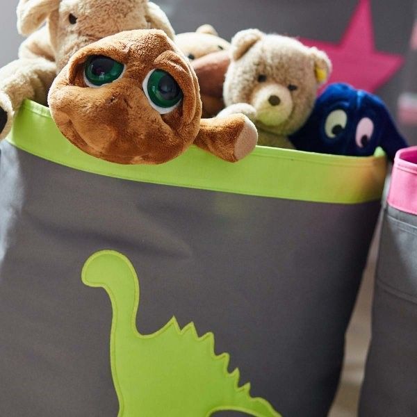 STORE IT Úložný koš velký  šedá se zeleným dinosaurem - obrázek 3