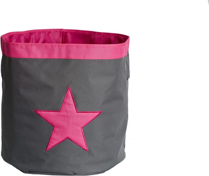 STORE IT Úložný koš velký   šedá s růžovou hvězdou - obrázek 1
