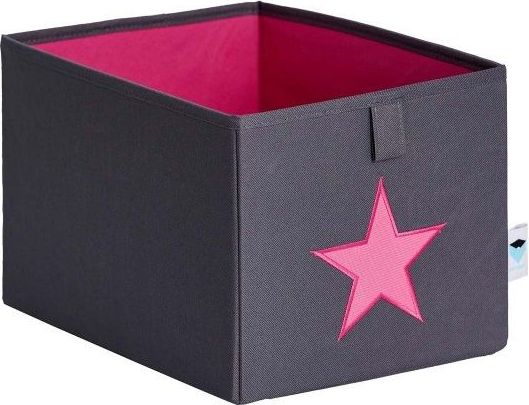 STORE IT Úložný box malý   šedá s růžovou hvězdou - obrázek 1
