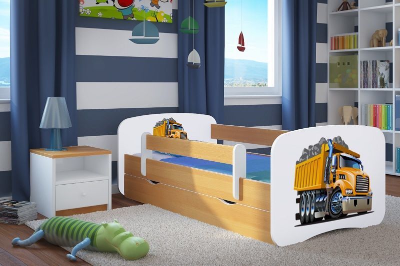 Ourbaby Dětská postel se zábranou a úložným prostorem 180 x 80 - Náklaďák - obrázek 1