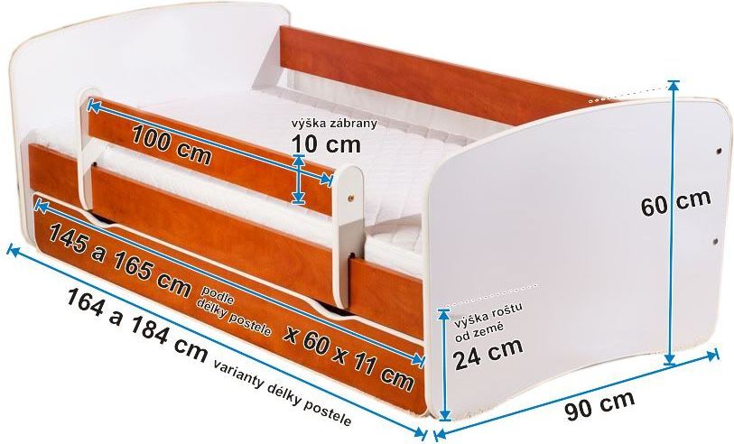 Ourbaby Dětská postel se zábranou a úložným prostorem 180 x 80 - Náklaďák - obrázek 2