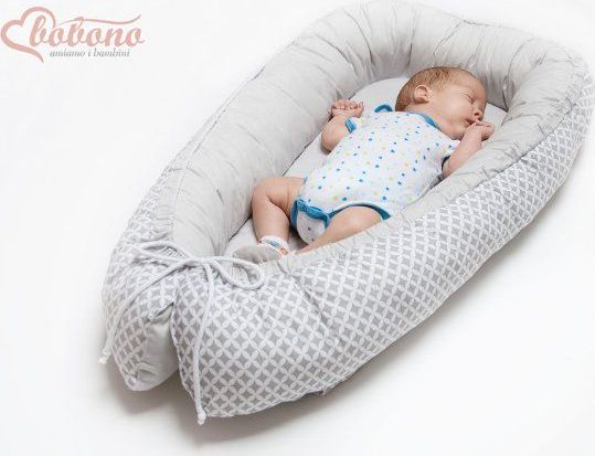 Bobono Oboustranné hnízdečko pro miminko - květy šedé + šedá - obrázek 8