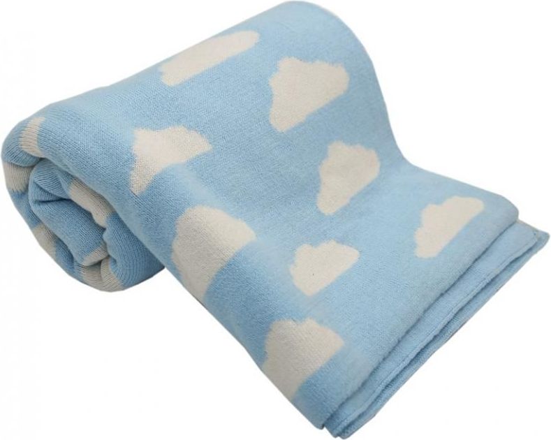 Bavlněná dětská deka 100x80 cm LittleUp Blue Clouds - obrázek 1