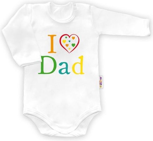 Baby Nellys Baby Nellys Body dlouhý rukáv vel.74, I love Dad - bílé - obrázek 3