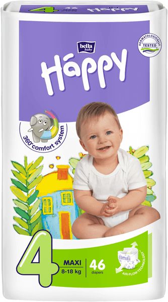 Bella Happy Maxi 4 pleny, 8-18 kg 46 ks - obrázek 1