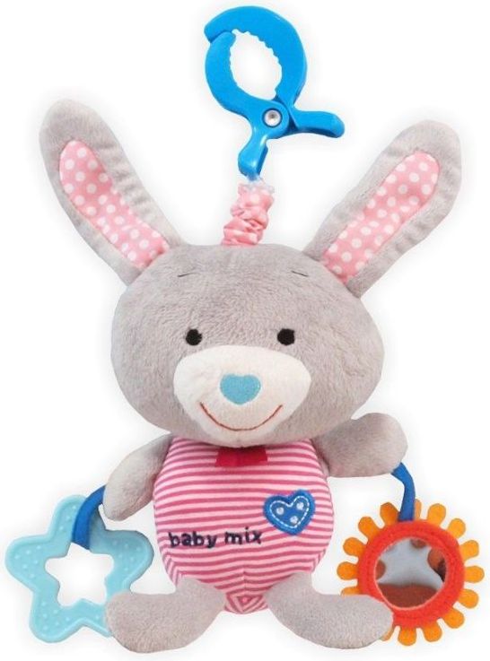 Dětská plyšová hračka Baby Mix Králíček šedý - obrázek 1