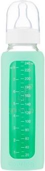 EcoViking - Švédsko Kojenecká lahev skleněná 240 ml úzká silikonový obal zelená mátová - obrázek 1