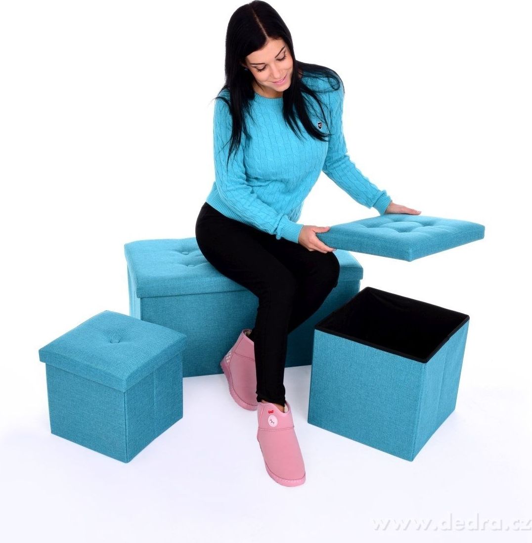 Dedra Sedací box skládací s úložným prostorem vel.XL - více barev tyrkysový - obrázek 5