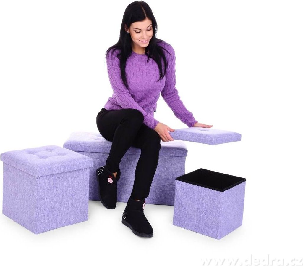Dedra Sedací box skládací s úložným prostorem vel.XL - více barev lila melange - obrázek 4