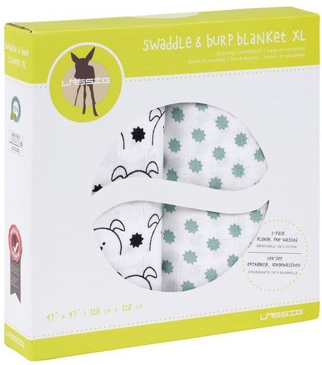 Lässig Swaddle Burp blanket 120x120 Malý přítel pes - obrázek 2