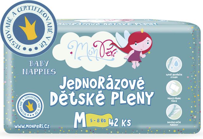 Dětské pleny MonPeri M 5-8kg, 42ks/bal - obrázek 1