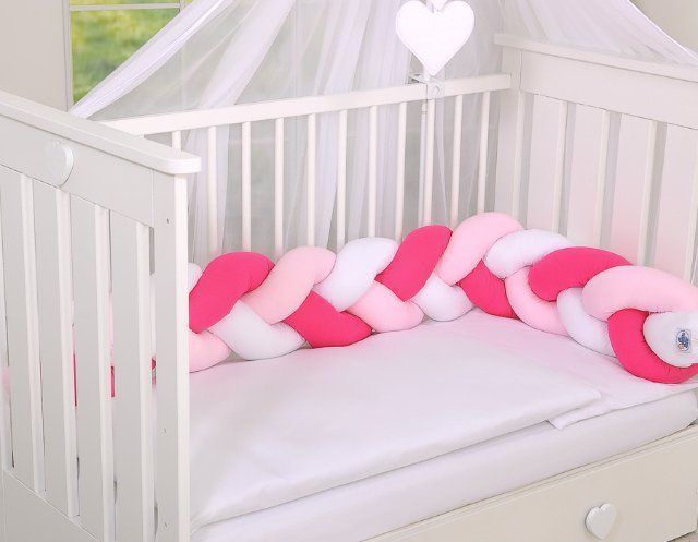 My Sweet Baby Mantinel pletený do copu MAGIC LOOP bílá + růžová + tmavě růžová - obrázek 1