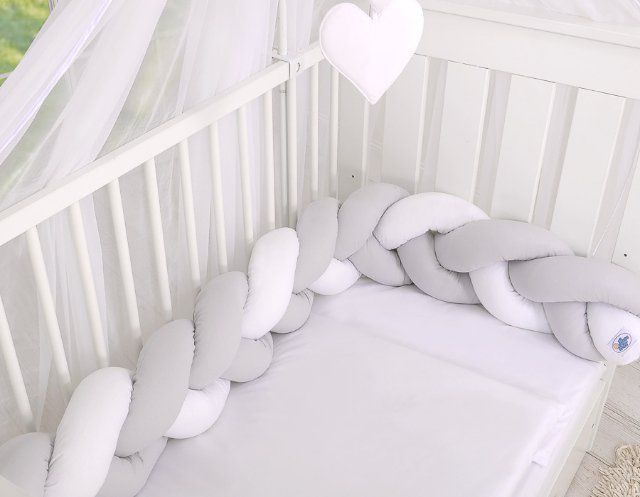 My Sweet Baby Mantinel pletený do copu MAGIC LOOP bílá + šedá - obrázek 1