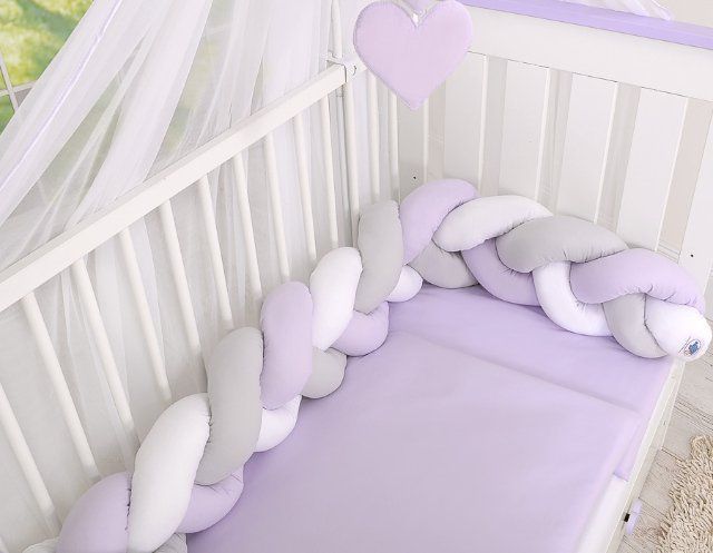 My Sweet Baby Mantinel pletený do copu MAGIC LOOP bílá + šedá + fialová - obrázek 1