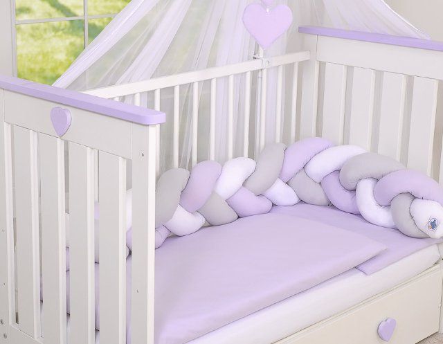 My Sweet Baby Mantinel pletený do copu MAGIC LOOP bílá + šedá + fialová - obrázek 2