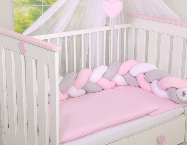 My Sweet Baby Mantinel pletený do copu MAGIC LOOP bílá + šedá + růžová - obrázek 2