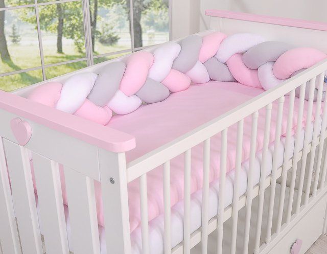 My Sweet Baby Mantinel pletený do copu MAGIC LOOP bílá + šedá + růžová - obrázek 3