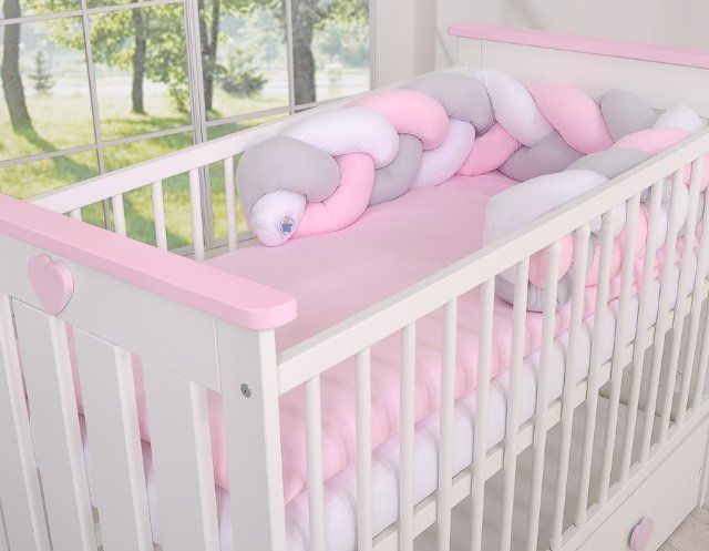 My Sweet Baby Mantinel pletený do copu MAGIC LOOP bílá + šedá + růžová - obrázek 4