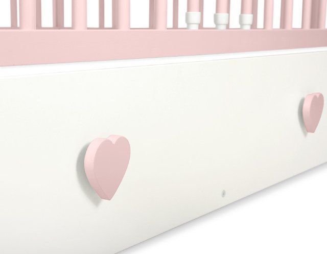 Samostatný bílý šuplík MAXI k postýlkám My Sweet Baby a Bobonoúchyty srdíčka-různé barvy srdíčka lososová - obrázek 2
