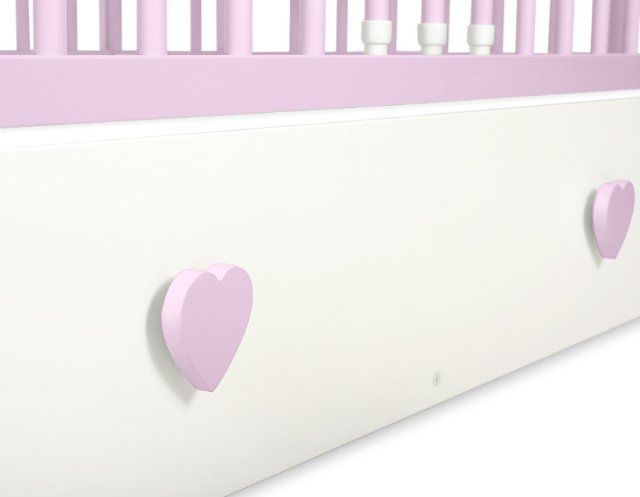 Samostatný bílý šuplík MAXI k postýlkám My Sweet Baby a Bobonoúchyty srdíčka-různé barvy srdíčka růžová - obrázek 2