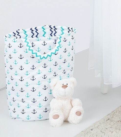 Baby Nellys  Box na hračky - oboustranný, kotvy / cik cak granatový - obrázek 1