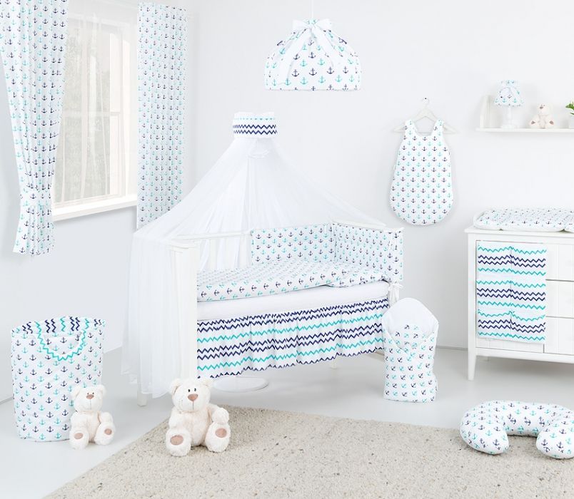 Baby Nellys  Box na hračky - oboustranný, kotvy / cik cak granatový - obrázek 2