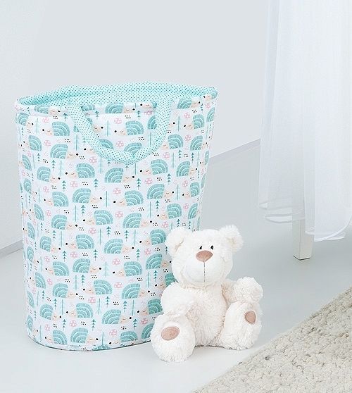Baby Nellys  Box na hračky - oboustranný, ježek tyrkys / mini tečky tyrkys - obrázek 1