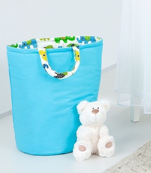 Baby Nellys  Box na hračky - oboustranný, modrá / zelený slon - obrázek 1