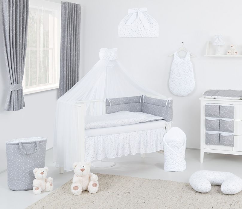 Baby Nellys  Box na hračky - oboustranný,mini hvězdičky bílé na šedém / mini hvězdičky šedé - obrázek 2