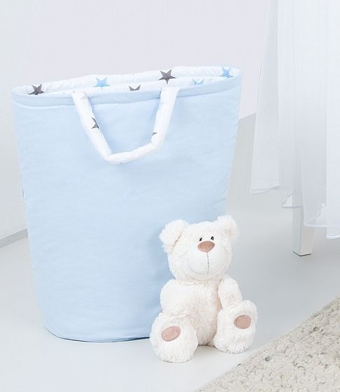 Baby Nellys  Box na hračky oboustranný -sv. modrá / hvězdičky šedé a modré D - obrázek 1
