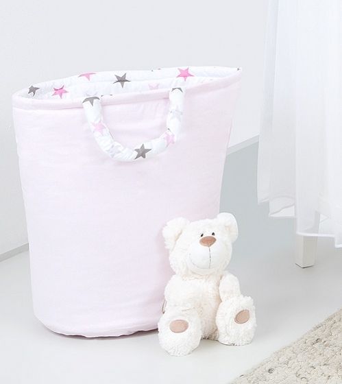 Baby Nellys  Box na hračky - oboustranný, sv. růžová / hvězdičky šedé a růžové D - obrázek 1