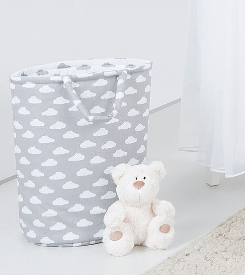 Baby Nellys  Box na hračky oboustranný - mráček bílý / mráček šedý - obrázek 1