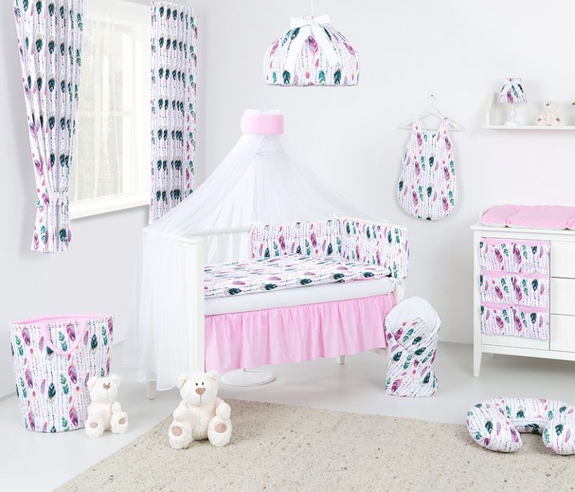 Baby Nellys  Box na hračky oboustranný -  růžové peří / růžový - obrázek 2