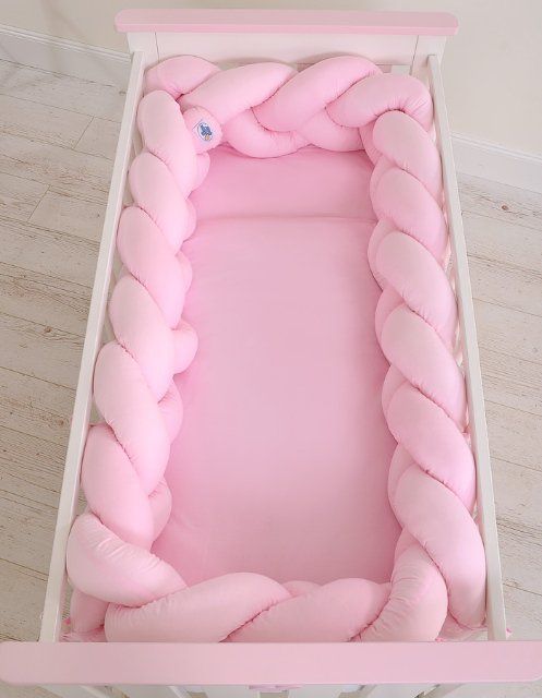 My Sweet Baby Mantinel XXL pletený do copu MAGIC LOOP okolo celé postýlky 360cm - růžová - obrázek 2