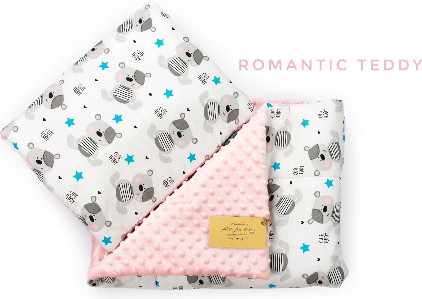 Floo for baby Komplet sada do kočárku dečka+polštářek MINKY Romantic teddy - obrázek 1