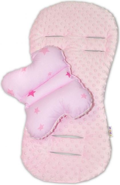Baby Nellys Komfortní sada 2v1 s minky, polštářek a poduška - růžová - obrázek 2